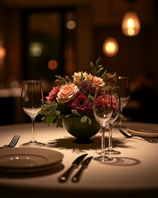レストランのテーブルを彩るセンターピース