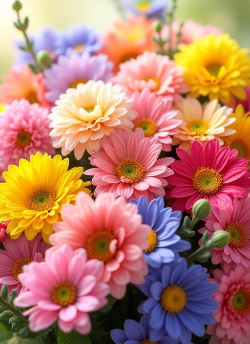 鮮やかな春の花々がふんだんに使われたアレンジメント